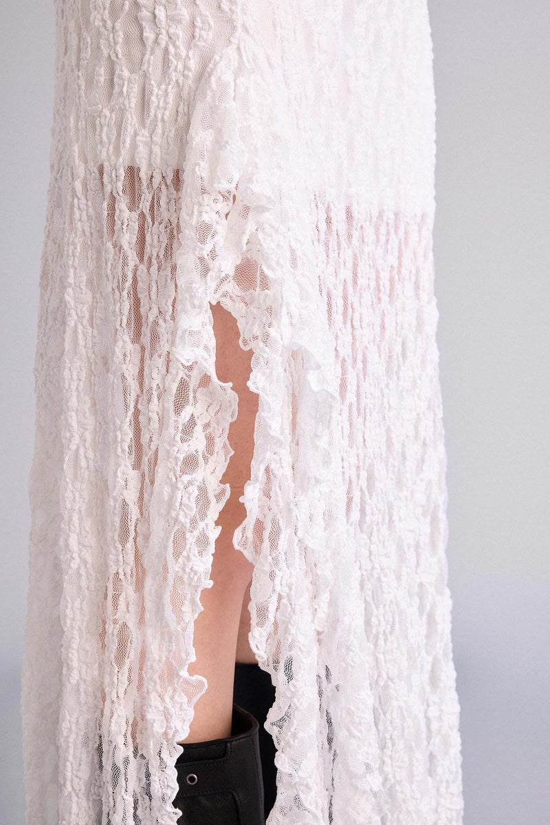 ديفاكتو جيبة تريكو طويلة دانتيل بقصة A وخصر عالي - Image 4